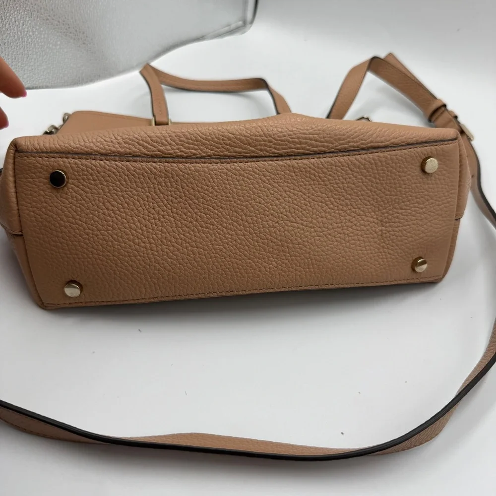 Kate Spade Satchel Small Beige Pebbled Leather Crossbody Minimalist Luxury Bag